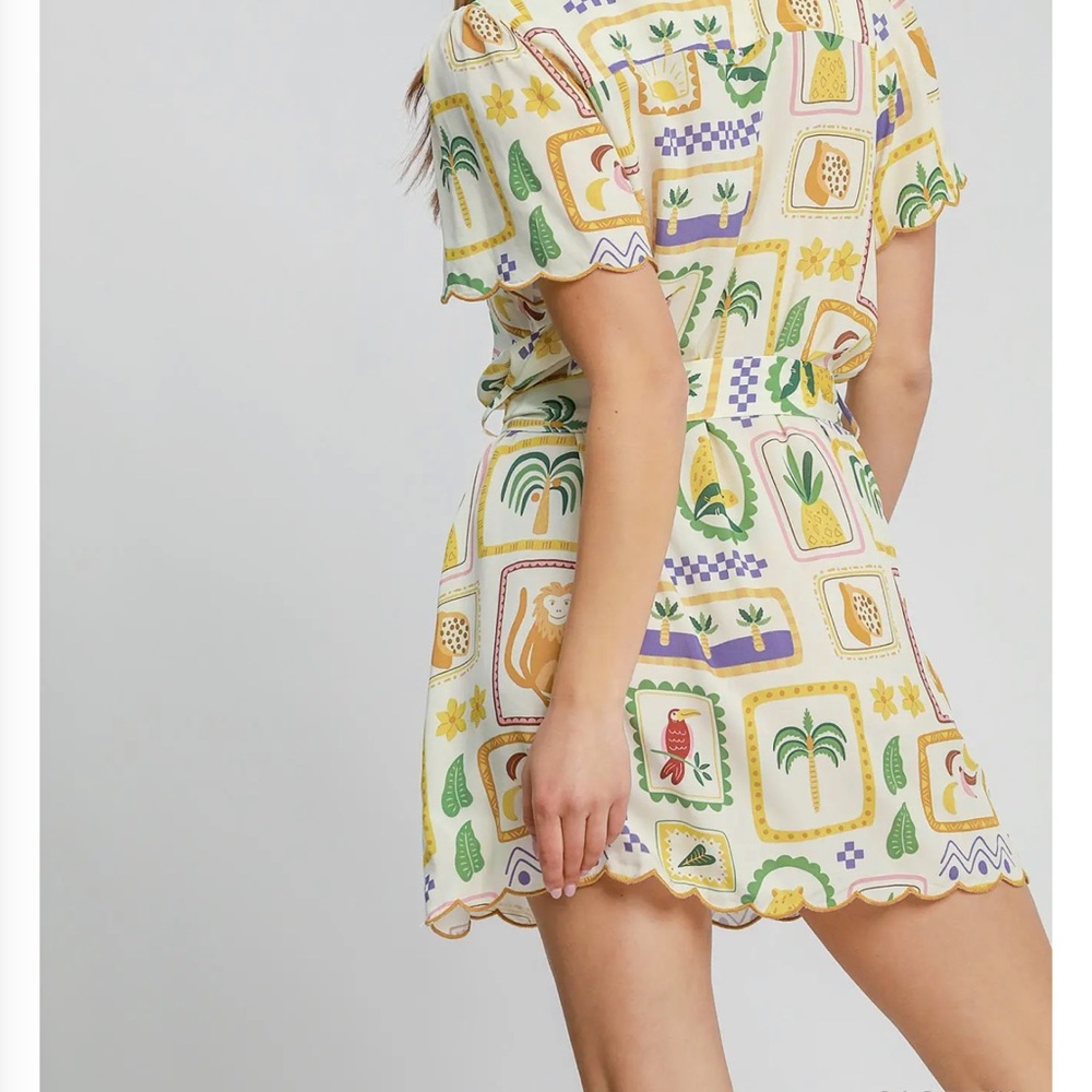 Umgee Tropical Print Button Down Shirt Dress - Picture 3 of 4